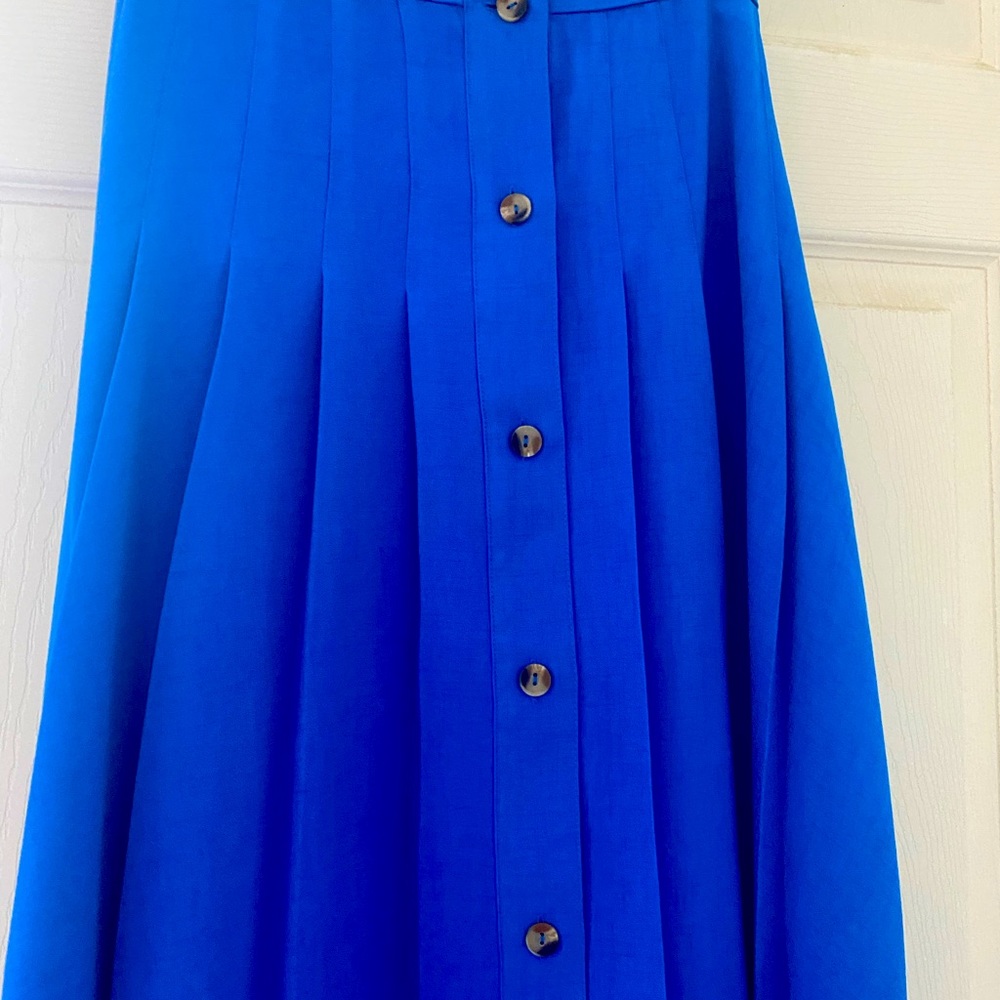 H&M Cobalt Blue Pleated Midi Skirt!! 0